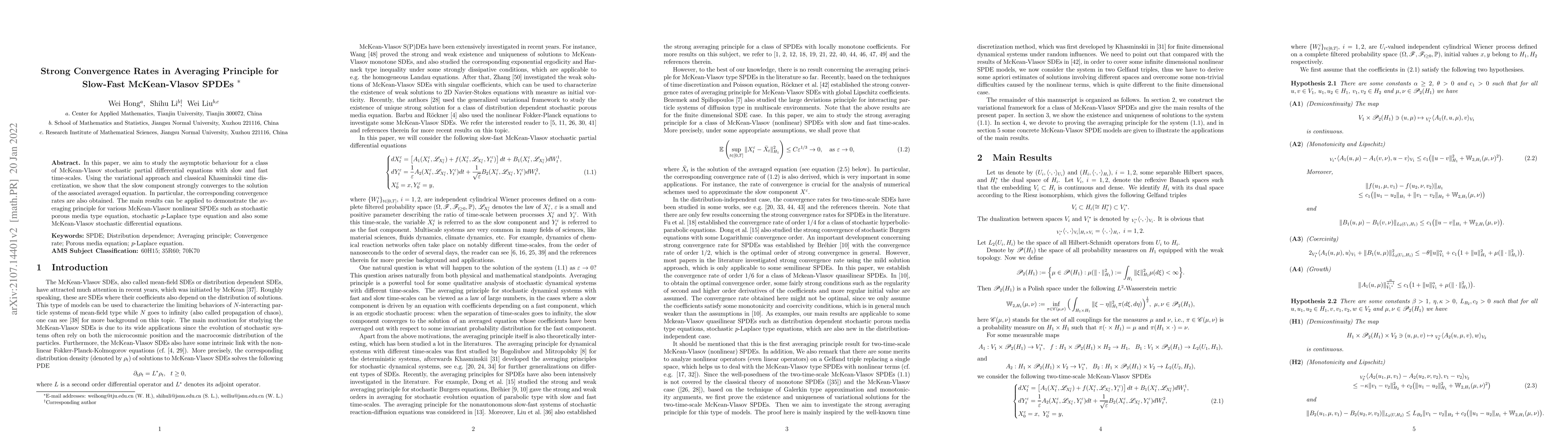 Thumbnail for Strong Convergence Rates in Averaging Principle for Slow-Fast
  McKean-Vlasov SPDEs