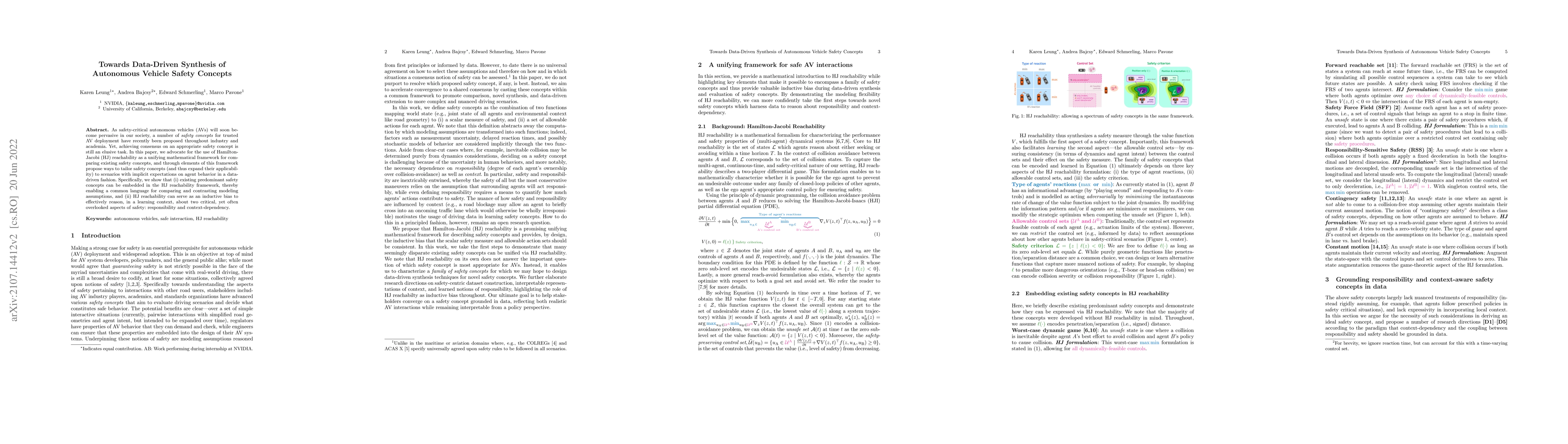 Thumbnail for Towards Data-Driven Synthesis of Autonomous Vehicle Safety Concepts