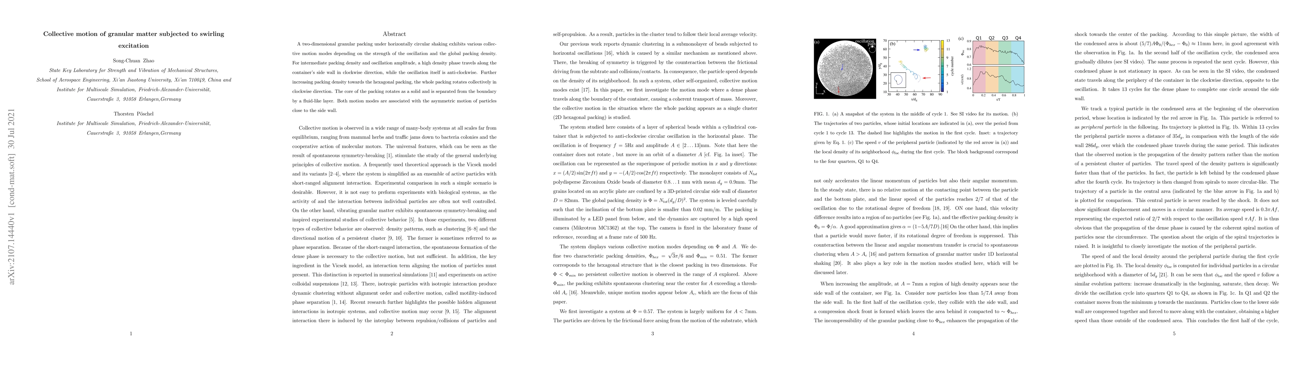Thumbnail for Collective motion of granular matter subjected to swirling excitation