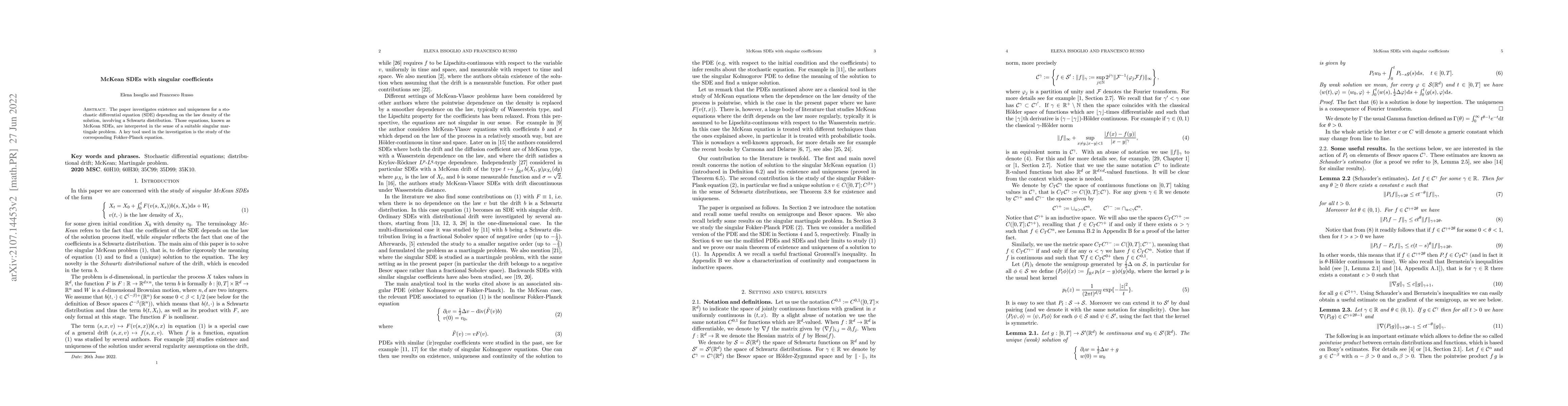Thumbnail for McKean SDEs with singular coefficients