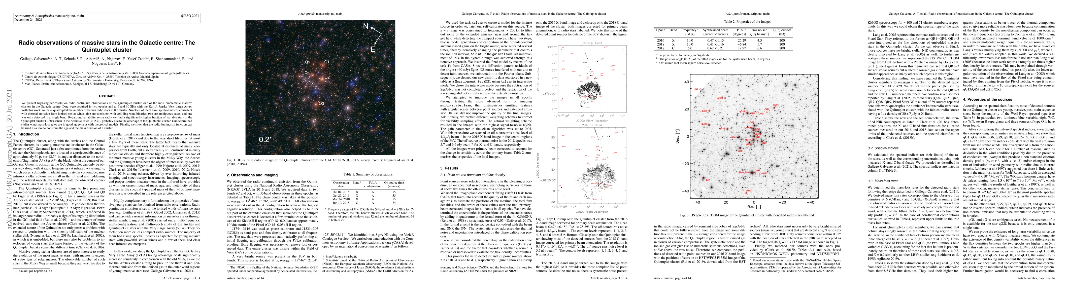 Thumbnail for Radio observations of massive stars in the Galactic centre: The
  Quintuplet cluster