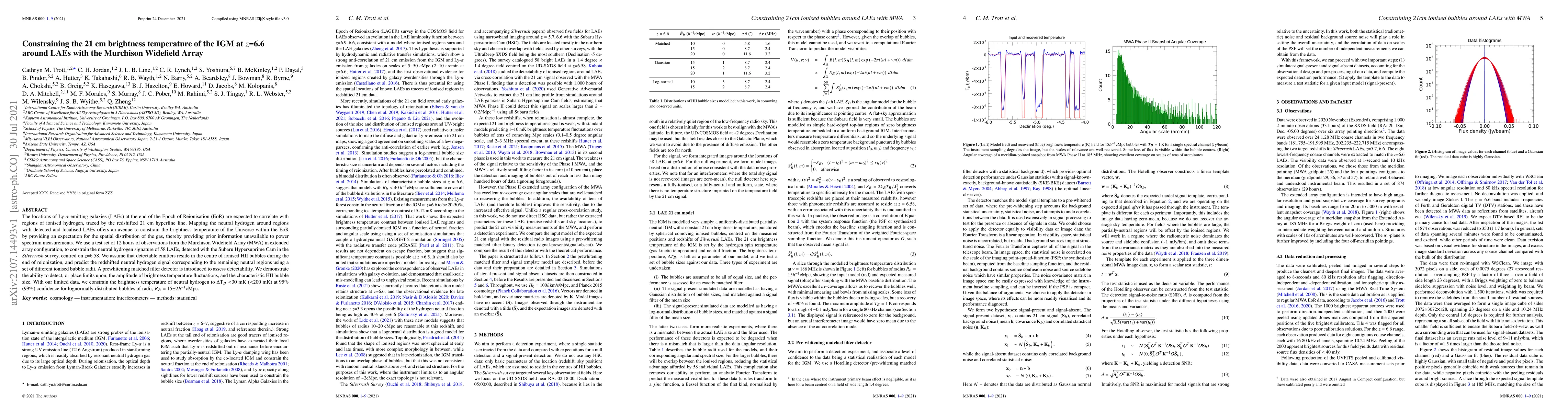 Thumbnail for Constraining the 21cm brightness temperature of the IGM at $z$=6.6
  around LAEs with the Murchison Widefield Array
