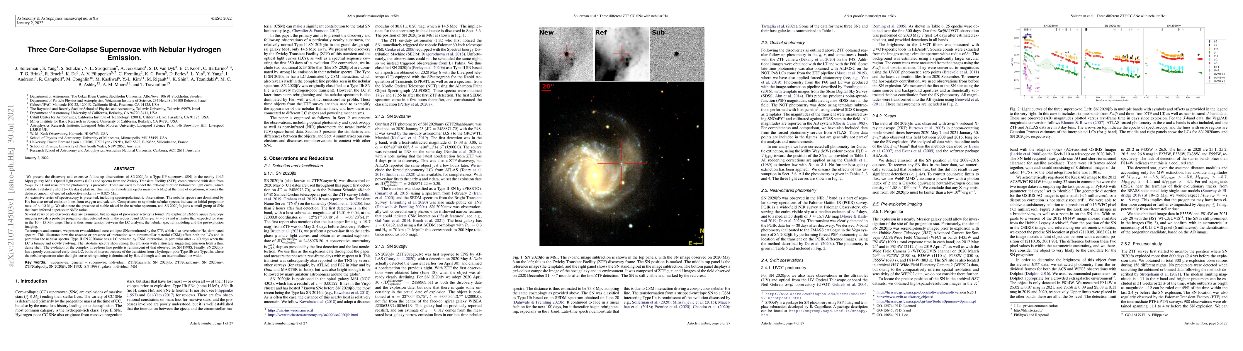Thumbnail for Three Core-Collapse Supernovae with Nebular Hydrogen Emission