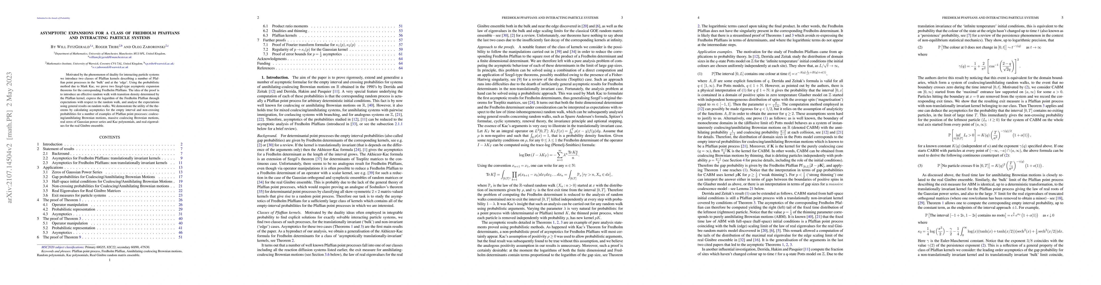 Thumbnail for Asymptotic expansions for a class of Fredholm Pfaffians and interacting
  particle systems