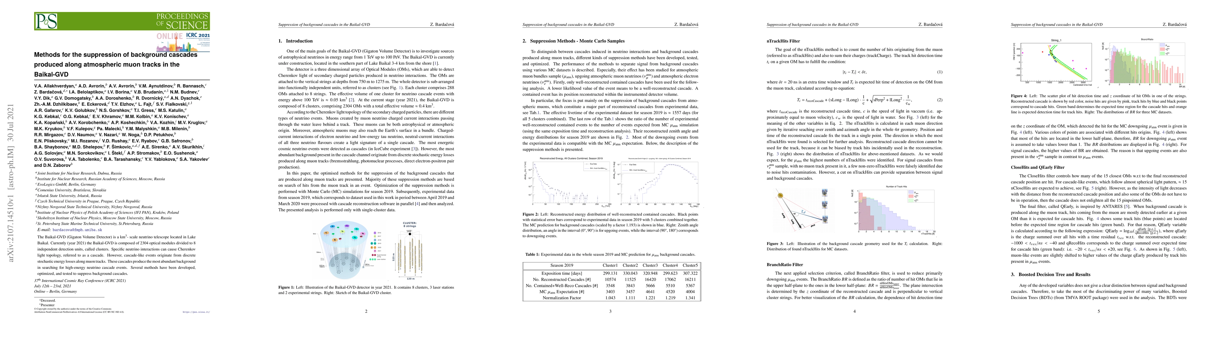 Thumbnail for Methods for the suppression of background cascades produced along
  atmospheric muon tracks in the Baikal-GVD