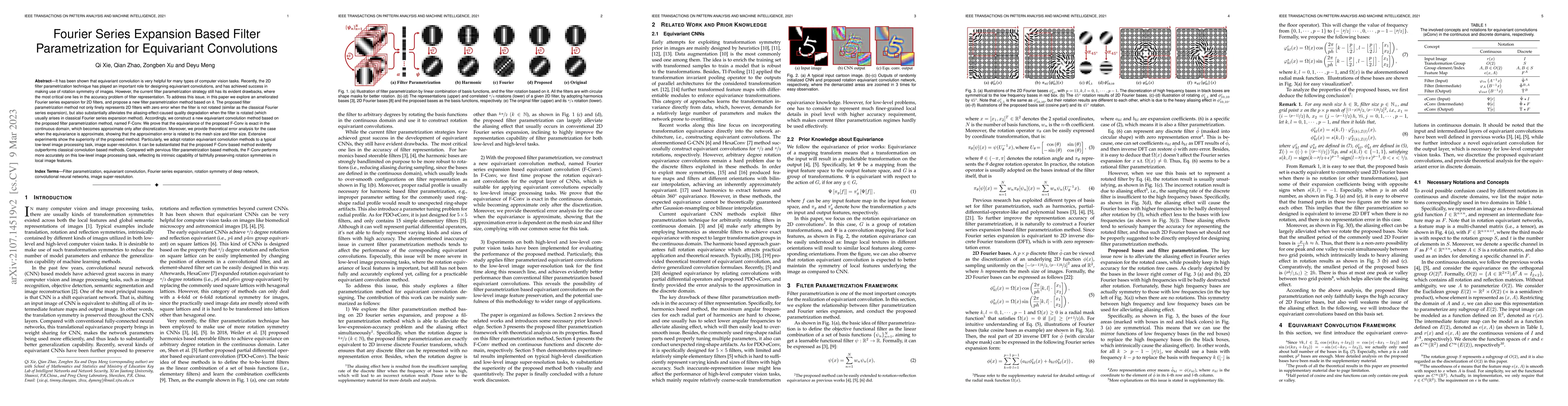 Thumbnail for Fourier Series Expansion Based Filter Parametrization for Equivariant
  Convolutions