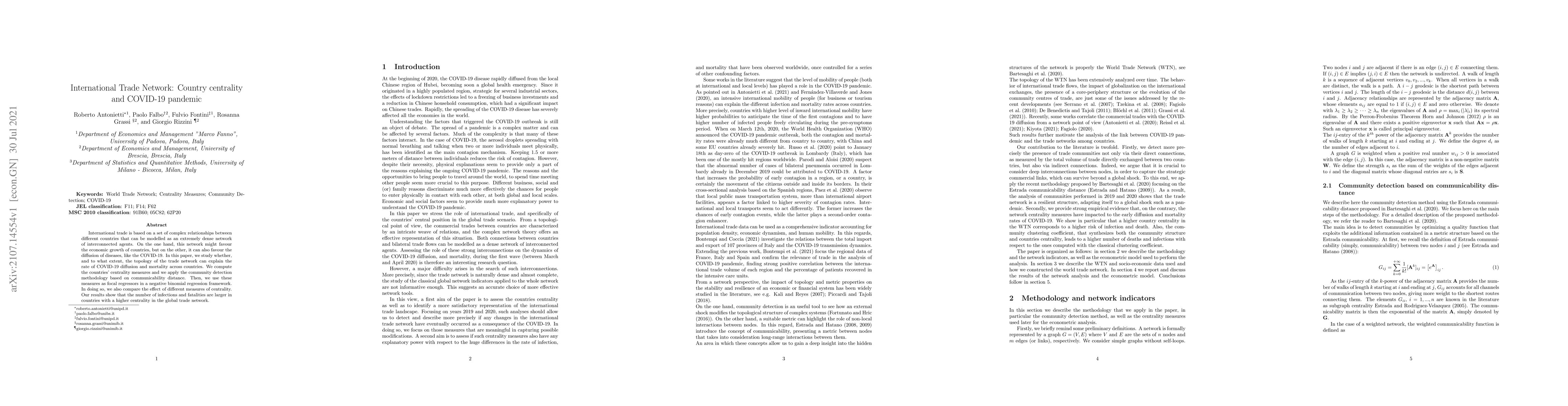 Thumbnail for International Trade Network: Country centrality and COVID-19 pandemic
