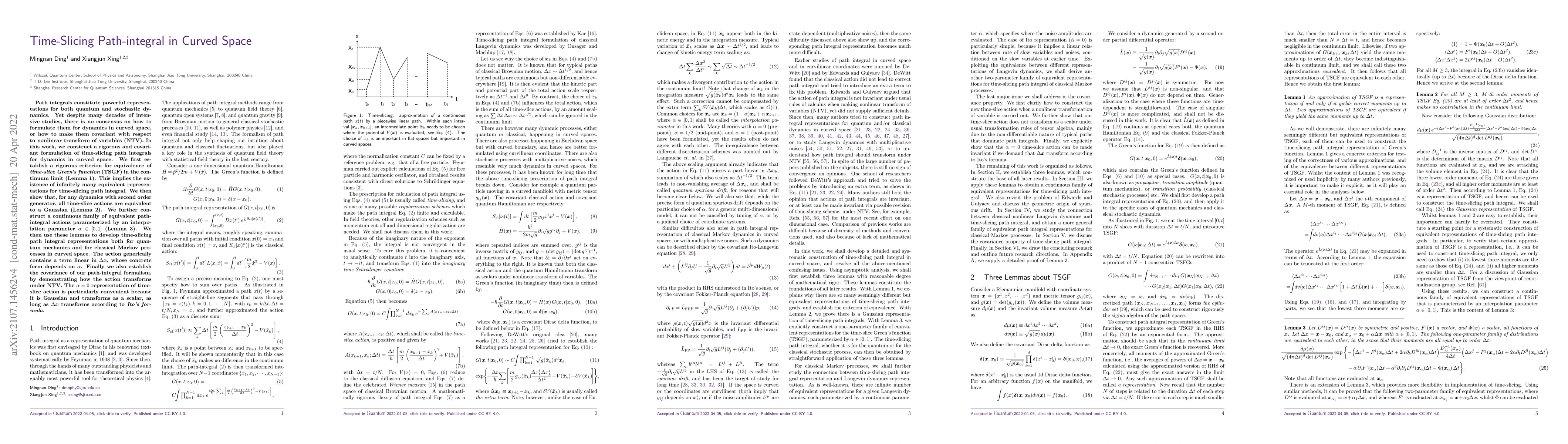 Thumbnail for Time-Slicing Path-integral in Curved Space