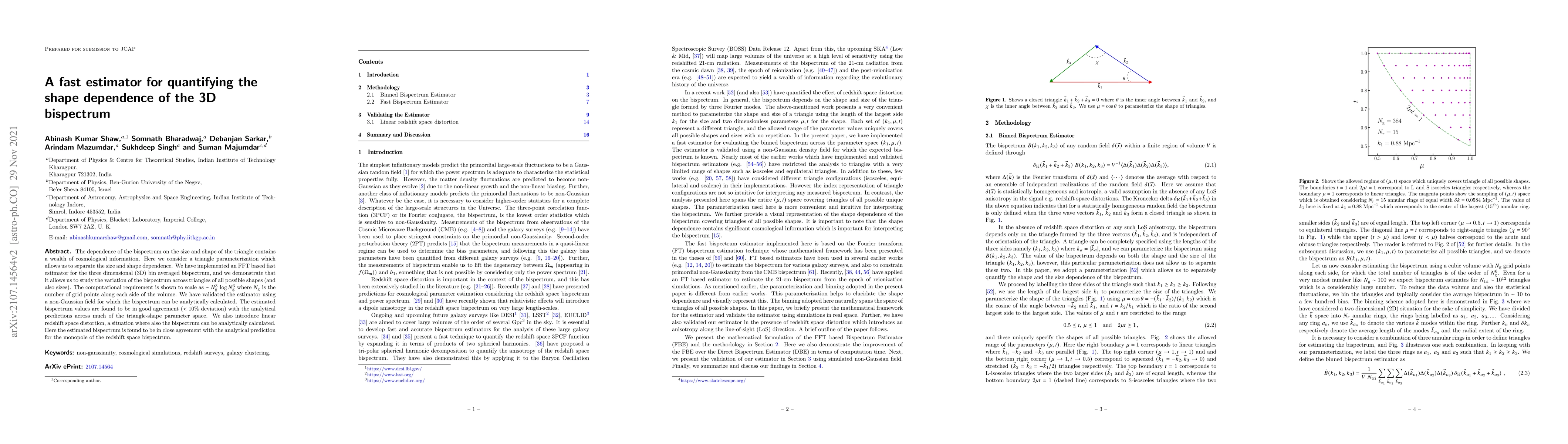 Thumbnail for A fast estimator for quantifying the shape dependence of the 3D
  bispectrum