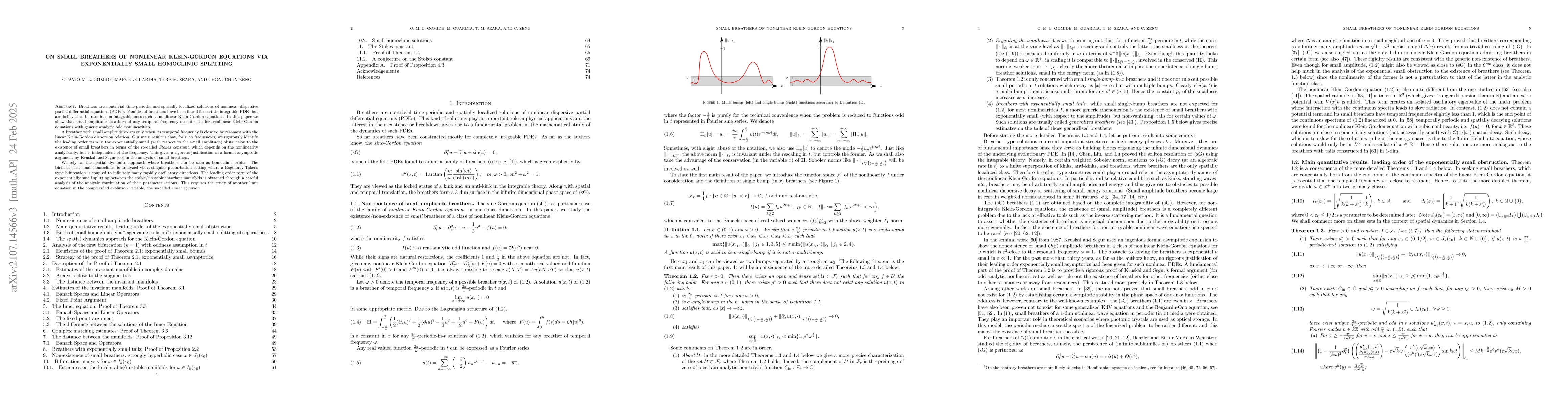 Thumbnail for On small breathers of nonlinear Klein-Gordon equations via exponentially
  small homoclinic splitting