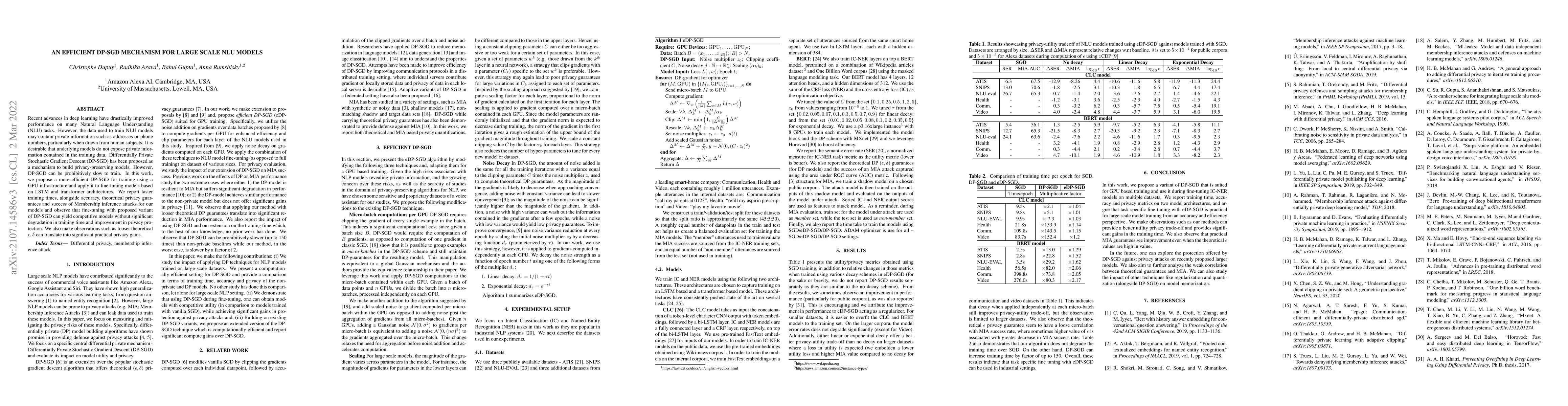 Thumbnail for An Efficient DP-SGD Mechanism for Large Scale NLP Models