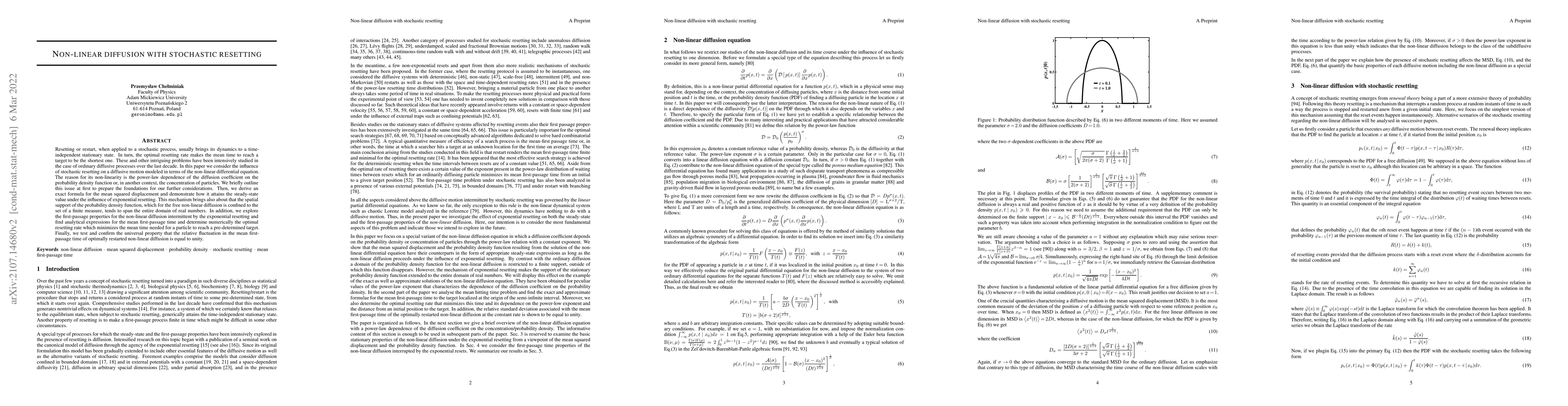Thumbnail for Non-linear diffusion with stochastic resetting