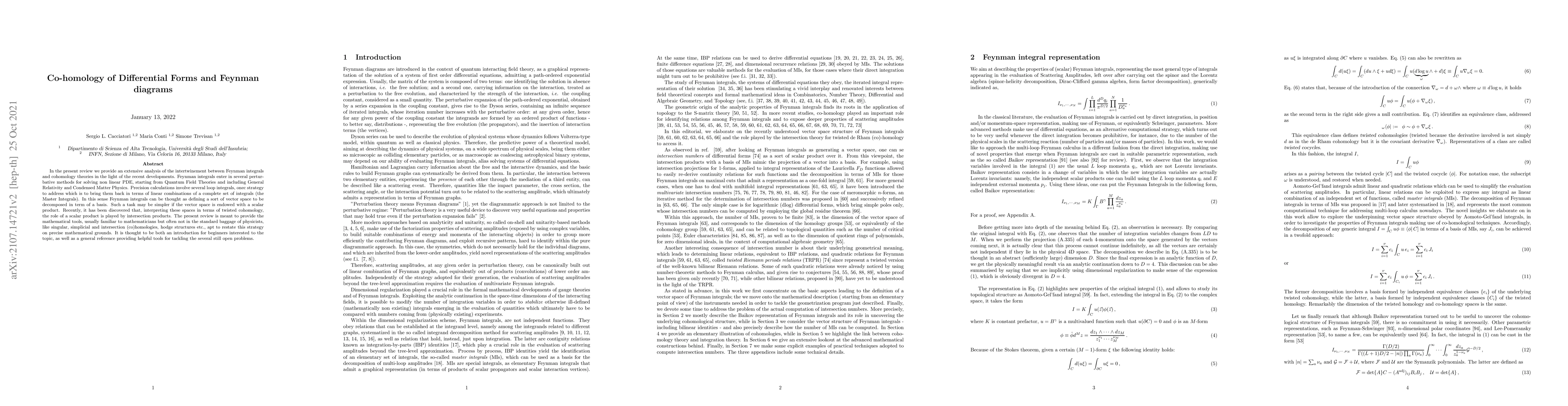Thumbnail for Co-homology of Differential Forms and Feynman diagrams