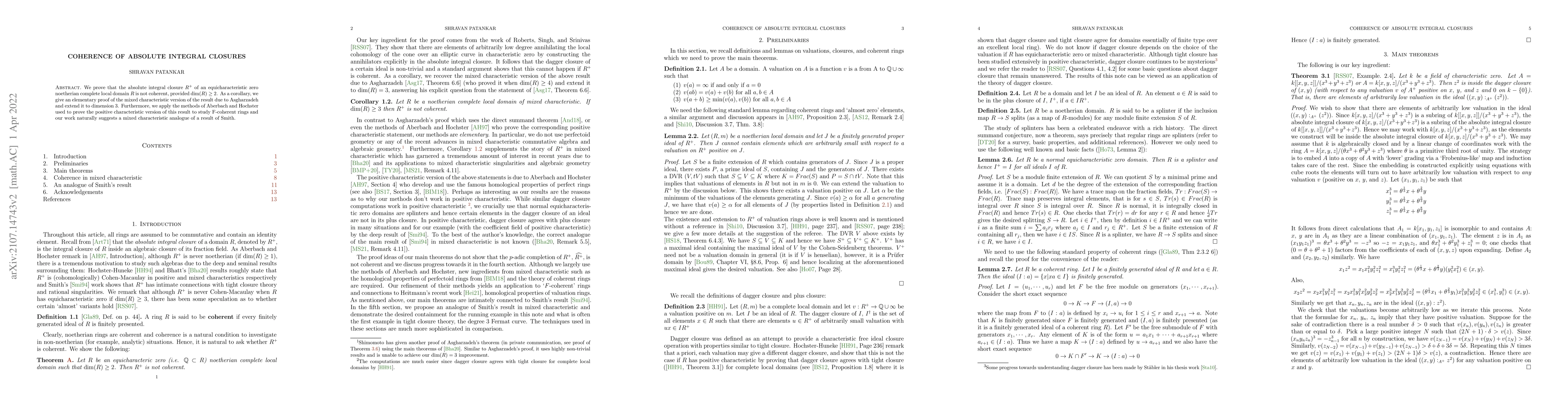 Thumbnail for Coherence of absolute integral closures