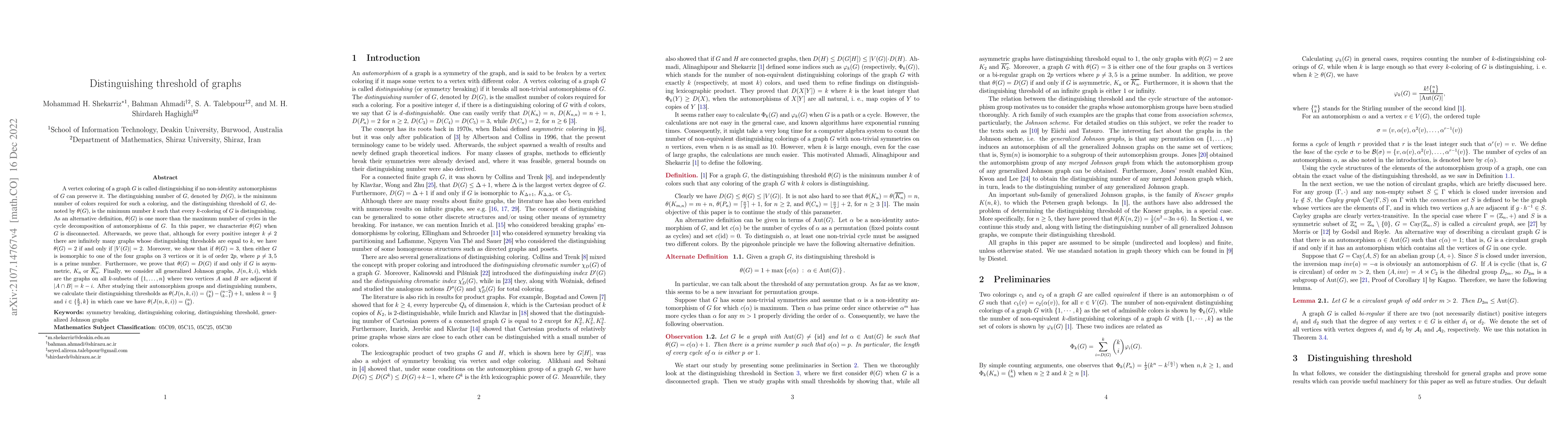 Thumbnail for Distinguishing threshold of graphs