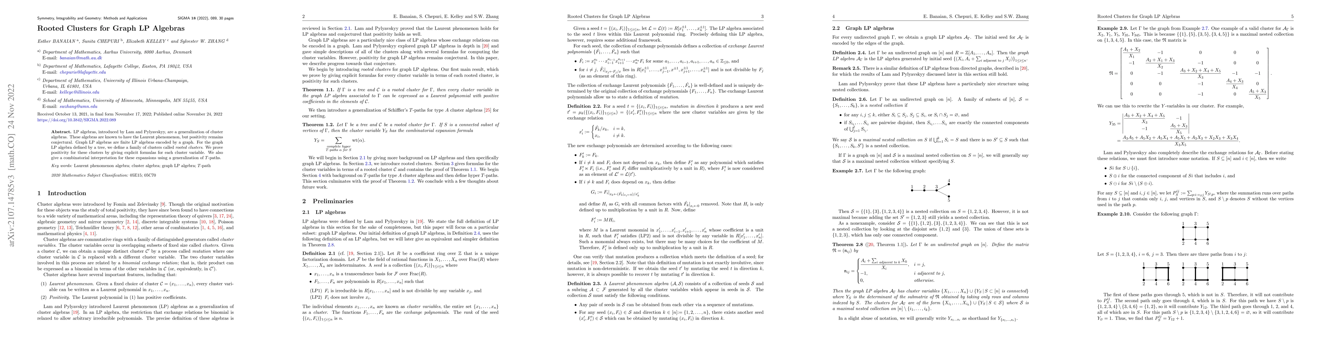 Thumbnail for Rooted Clusters for Graph LP Algebras