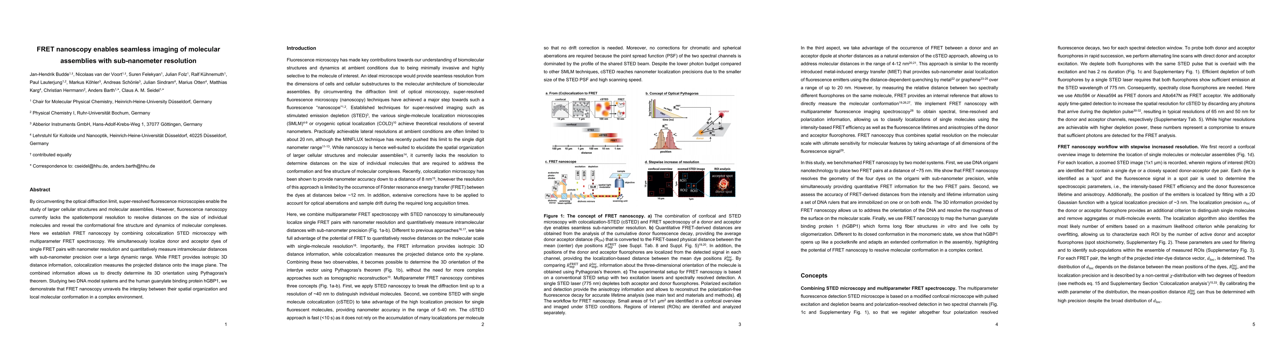 Thumbnail for FRET nanoscopy enables seamless imaging of molecular assemblies with
  sub-nanometer resolution