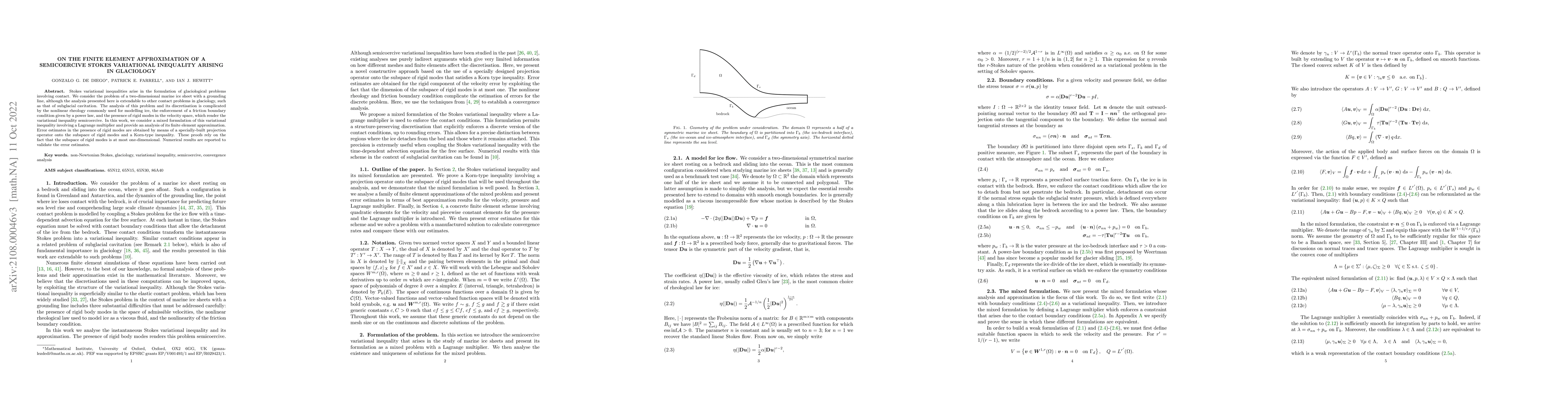 Thumbnail for On the finite element approximation of a semicoercive Stokes variational
  inequality arising in glaciology