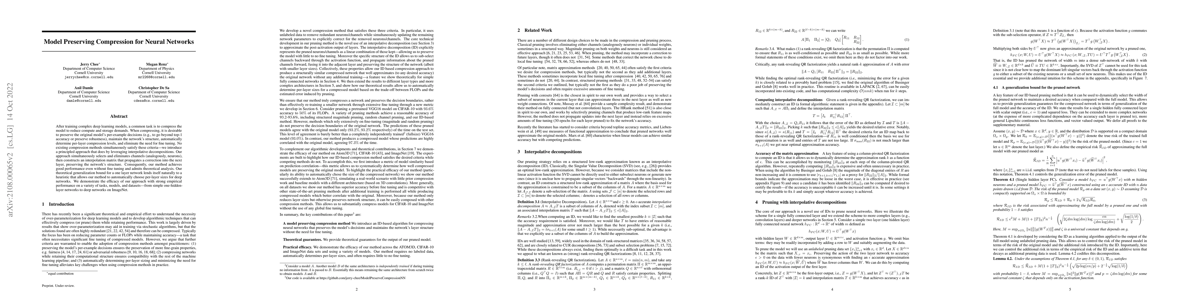 Thumbnail for Model Preserving Compression for Neural Networks