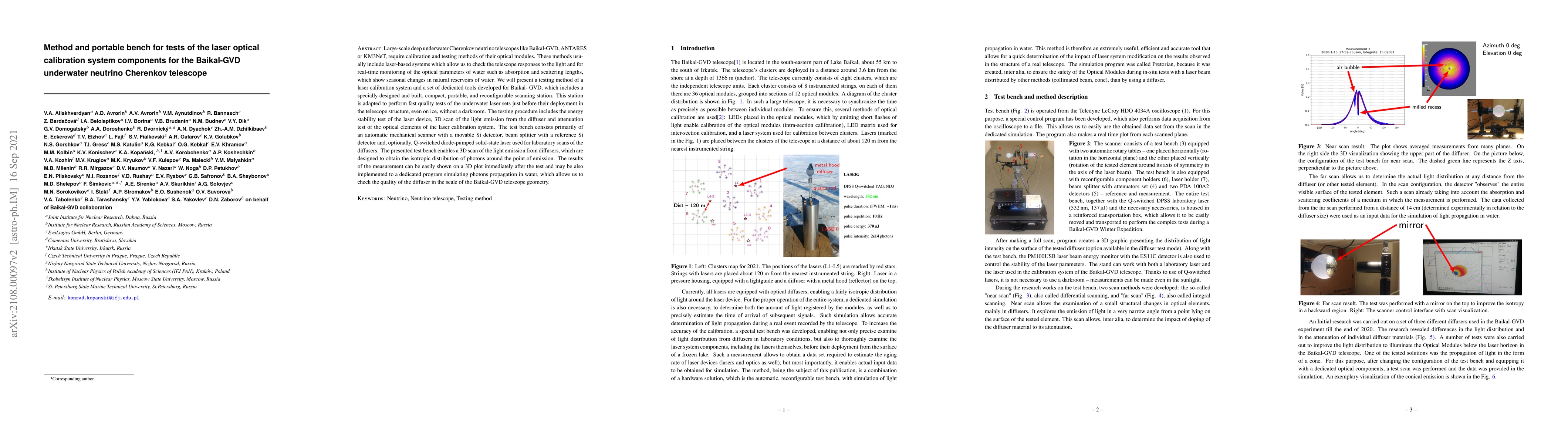Thumbnail for Method and portable bench for tests of the laser optical calibration
  system components for the Baikal-GVD underwater neutrino Cherenkov telescope