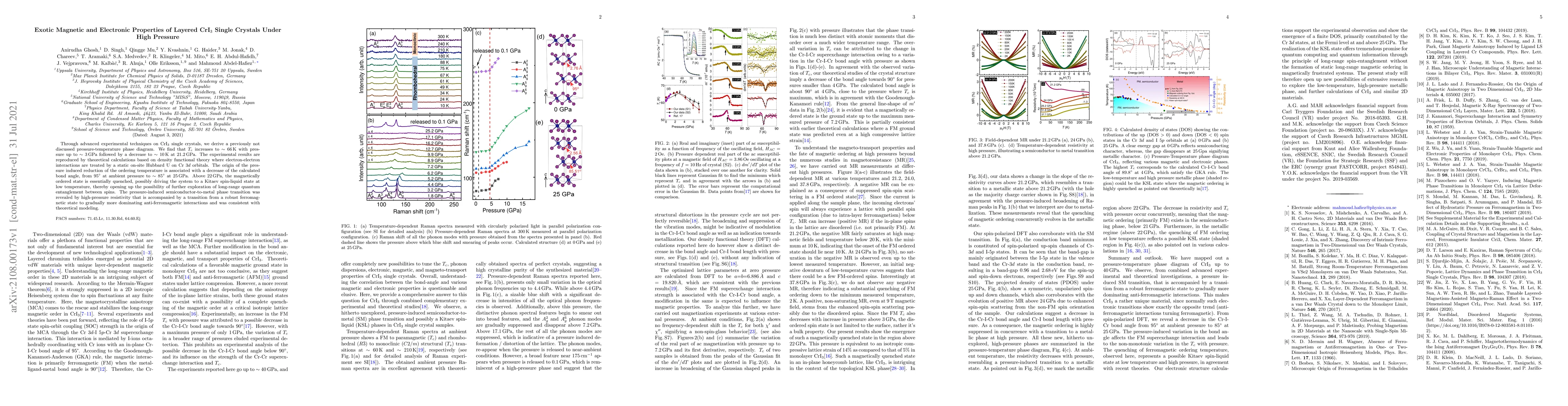 Thumbnail for Exotic Magnetic and Electronic Properties of Layered CrI3 Single
  Crystals Under High Pressure