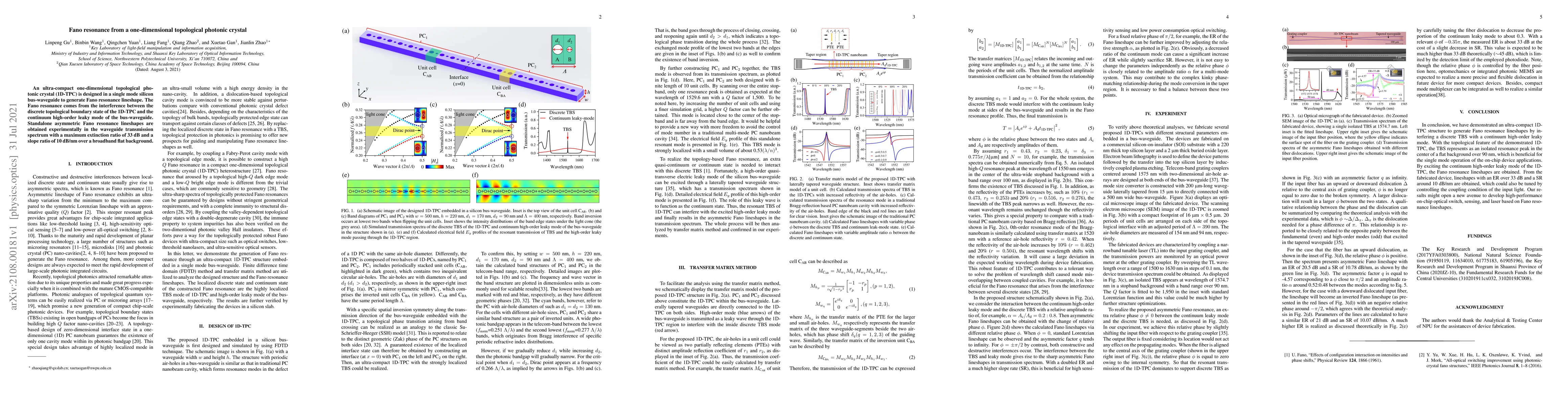 Thumbnail for Fano resonance from a one-dimensional topological photonic crystal