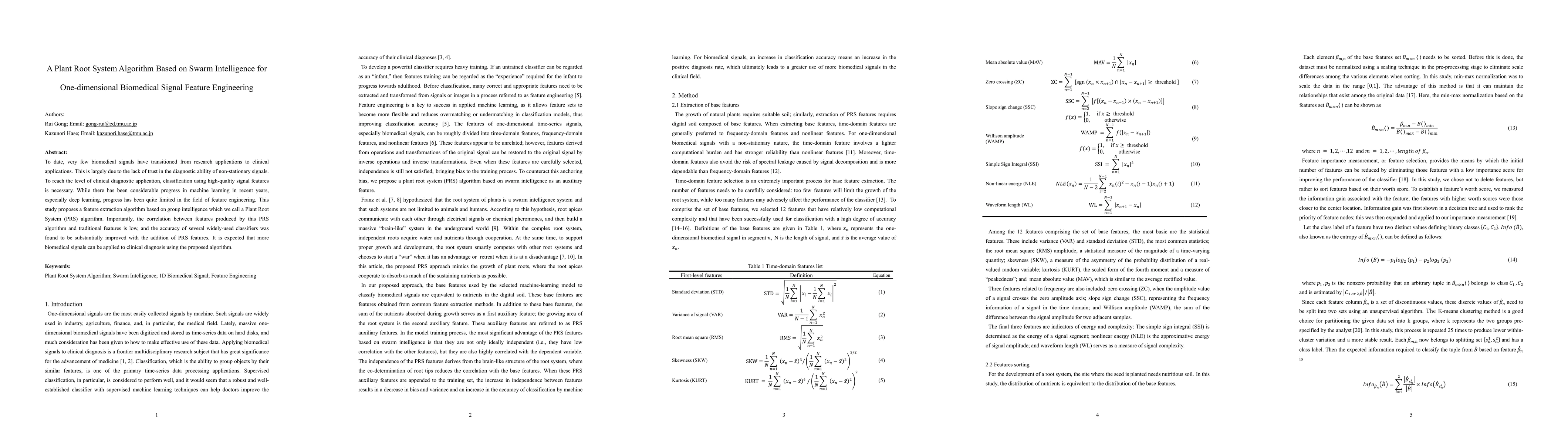 Thumbnail for A Plant Root System Algorithm Based on Swarm Intelligence for
  One-dimensional Biomedical Signal Feature Engineering