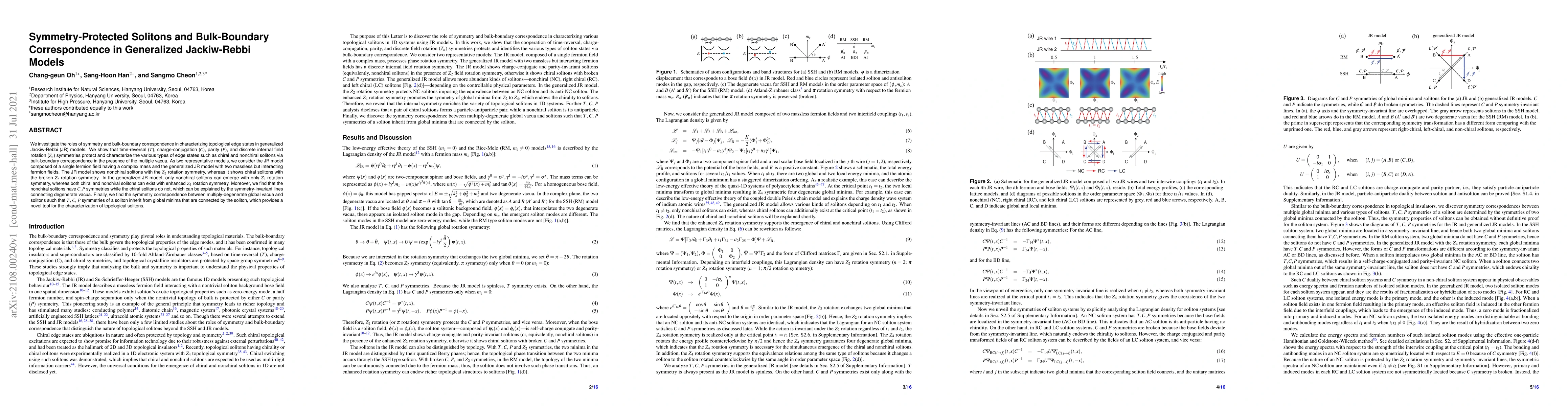 Thumbnail for Symmetry-Protected Solitons and Bulk-Boundary Correspondence in
  Generalized Jackiw-Rebbi Models