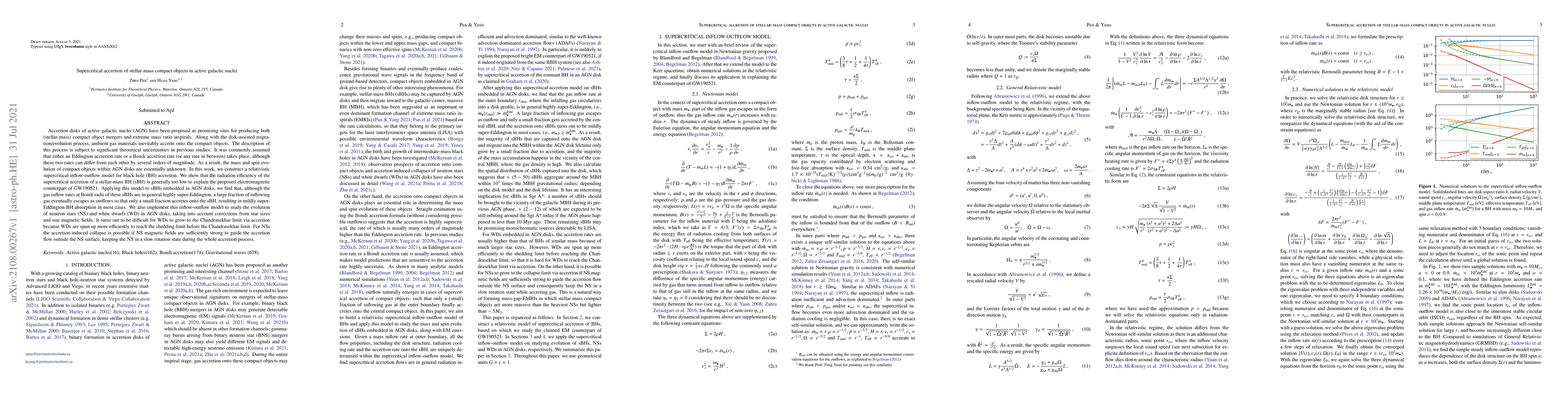 Thumbnail for Supercritical accretion of stellar-mass compact objects in active
  galactic nuclei