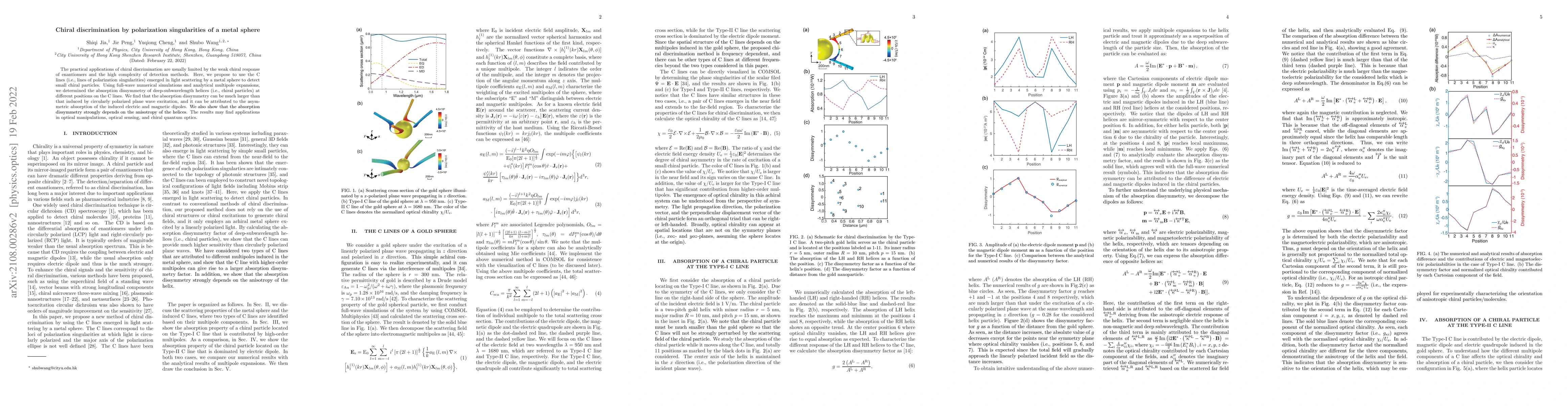 Thumbnail for Chiral discrimination by polarization singularities of a metal sphere