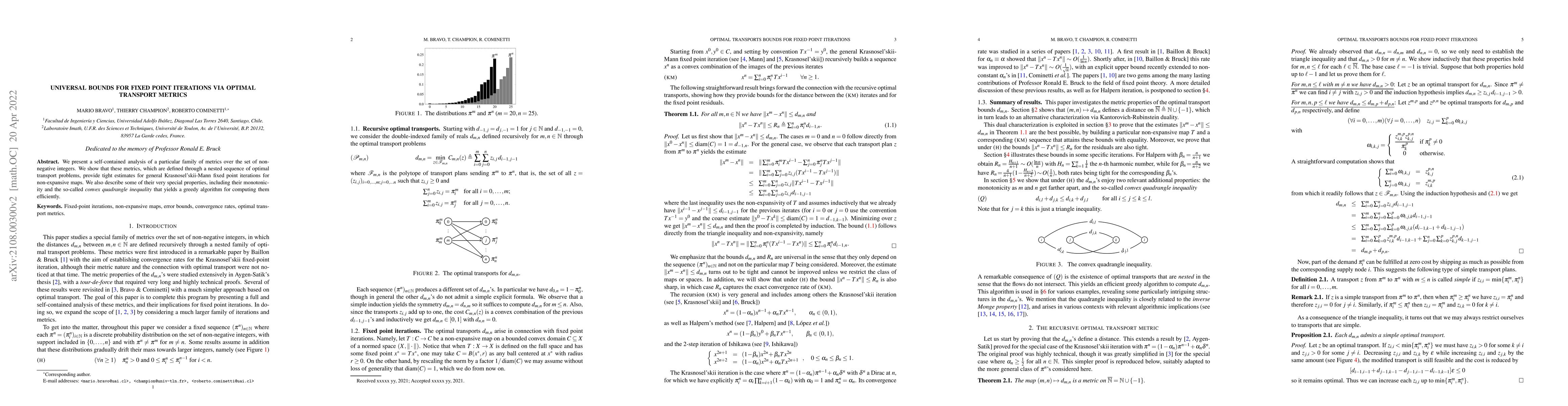 Thumbnail for Universal bounds for fixed point iterations via optimal transport
  metrics
