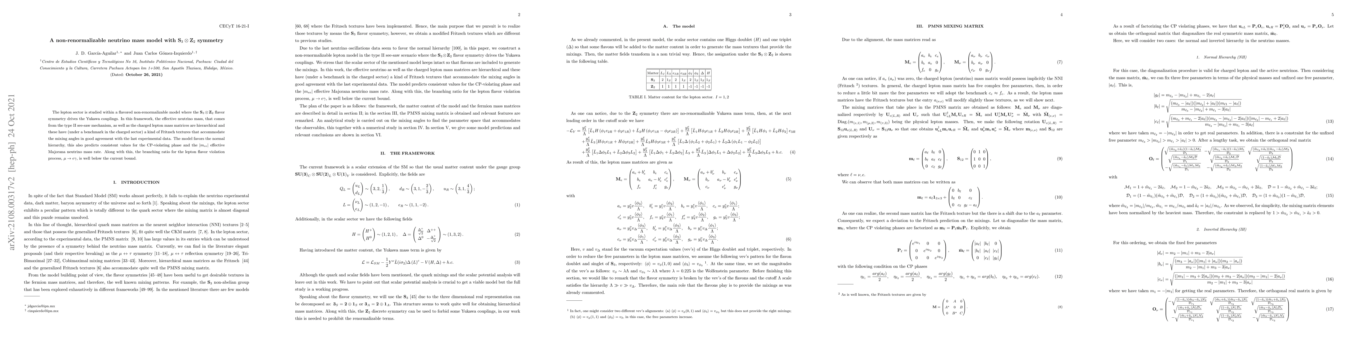 Thumbnail for A non-renormalizable neutrino mass model with $\mathbf{S}_{3}\otimes
  \mathbf{Z}_{2}$ symmetry