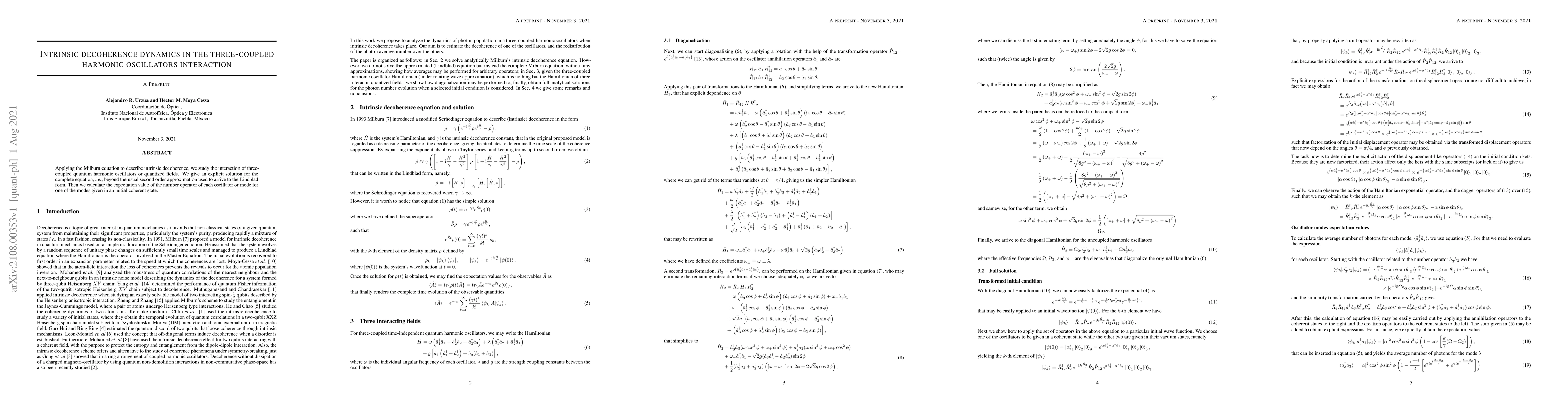 Thumbnail for Intrinsic decoherence dynamics in the three-coupled harmonic oscillators
  interaction