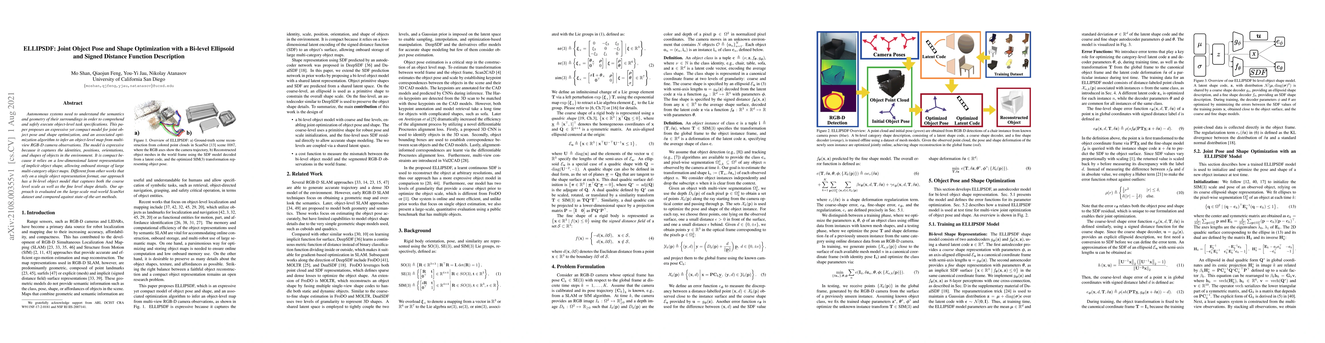 Thumbnail for ELLIPSDF: Joint Object Pose and Shape Optimization with a Bi-level
  Ellipsoid and Signed Distance Function Description