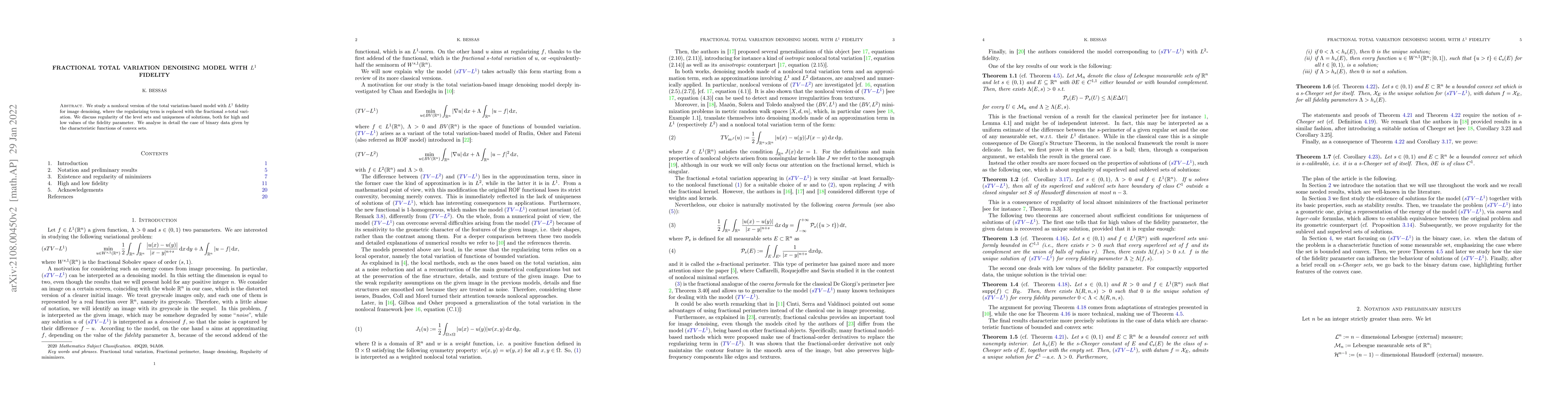 Thumbnail for Fractional total variation denoising model with $L^1$ fidelity