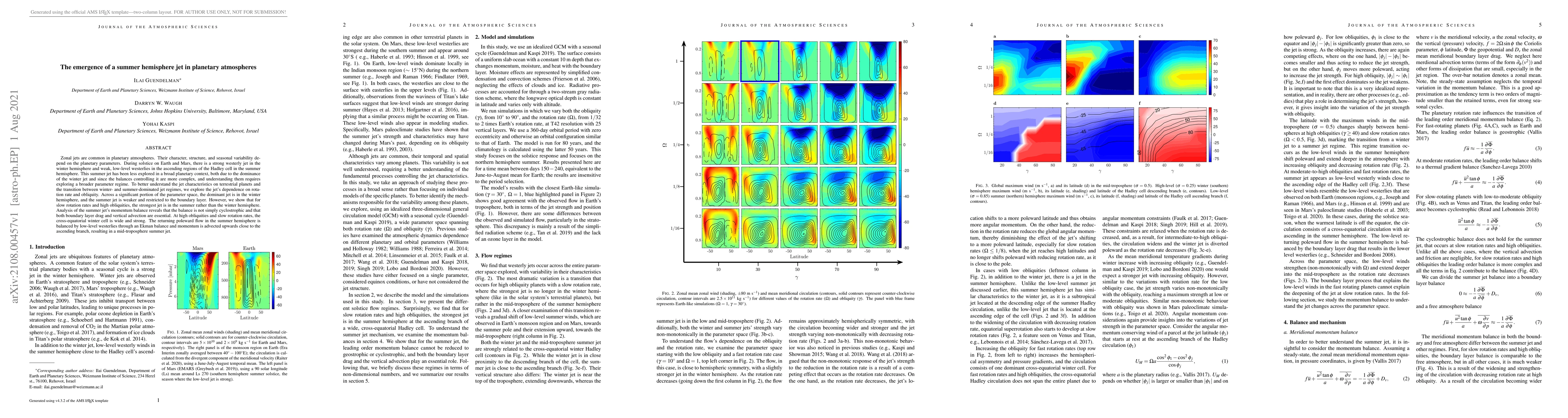 Thumbnail for The emergence of a summer hemisphere jet in planetary atmospheres