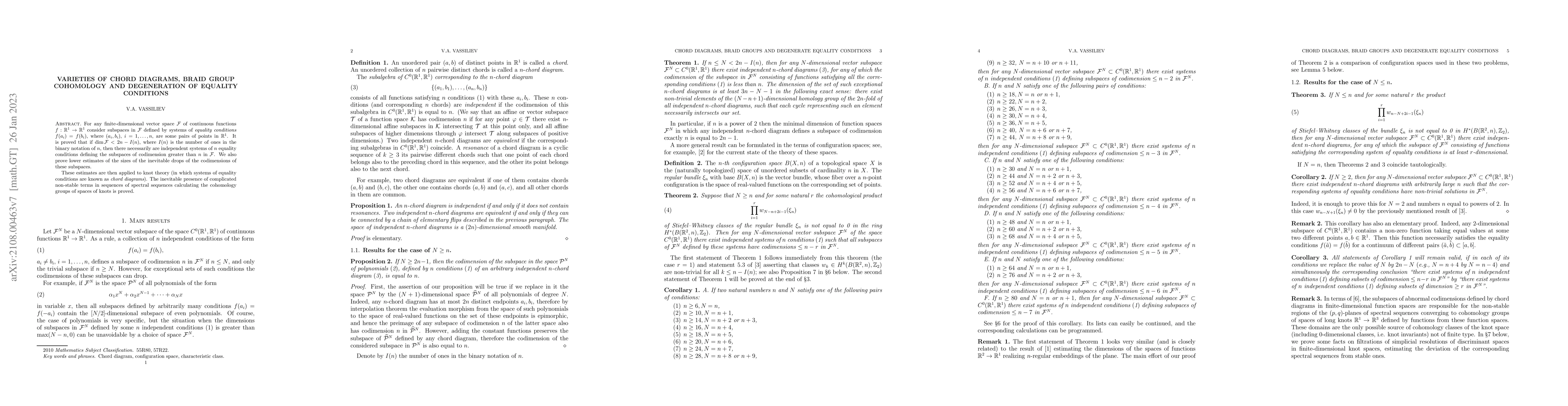 Thumbnail for Varieties of chord diagrams, braid group cohomology and degeneration of
  equality conditions