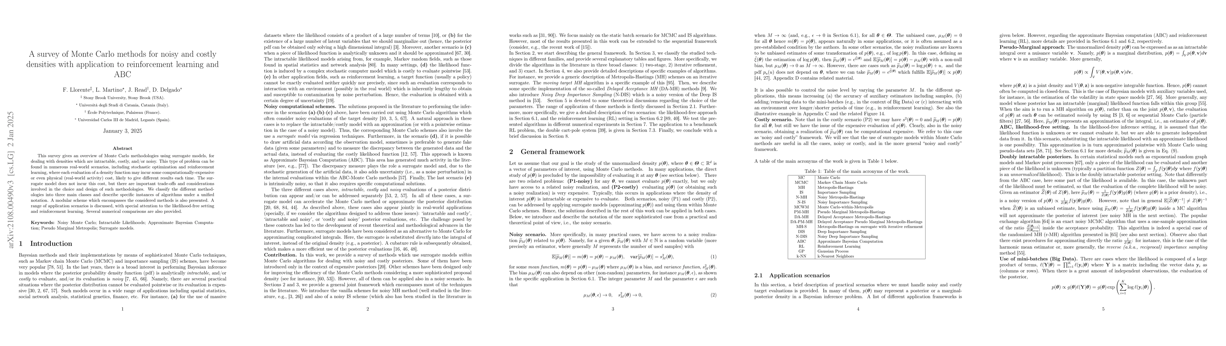 Thumbnail for A survey of Monte Carlo methods for noisy and costly densities with
  application to reinforcement learning