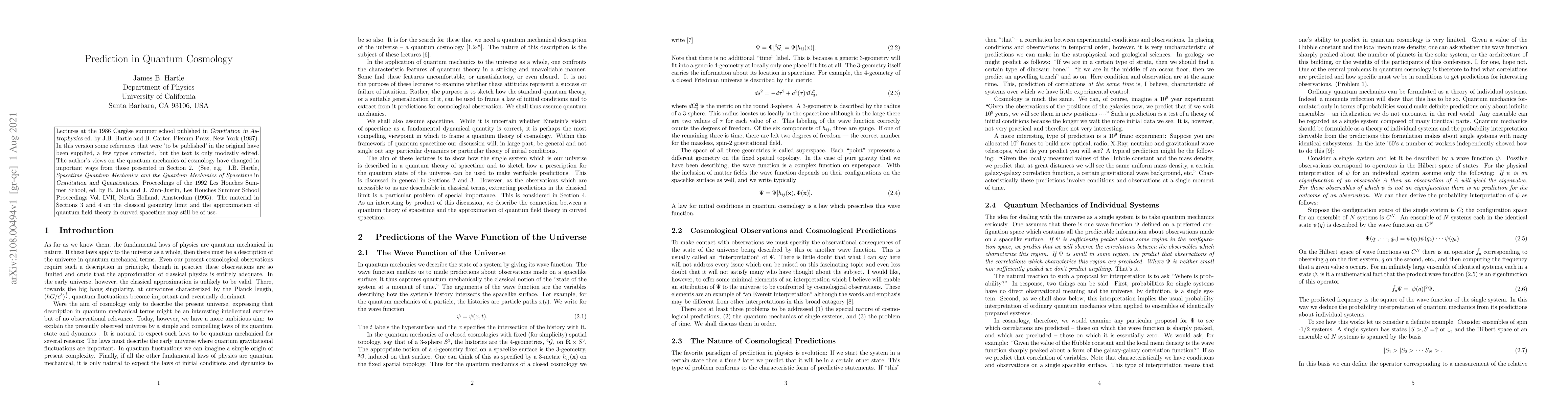 Thumbnail for Prediction in Quantum Cosmology