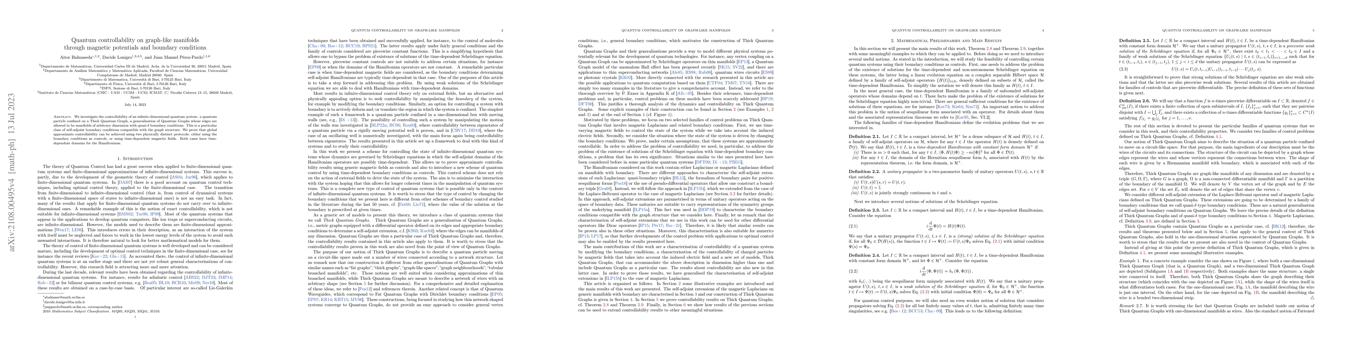 Thumbnail for Quantum controllability on graph-like manifolds through magnetic
  potentials and boundary conditions