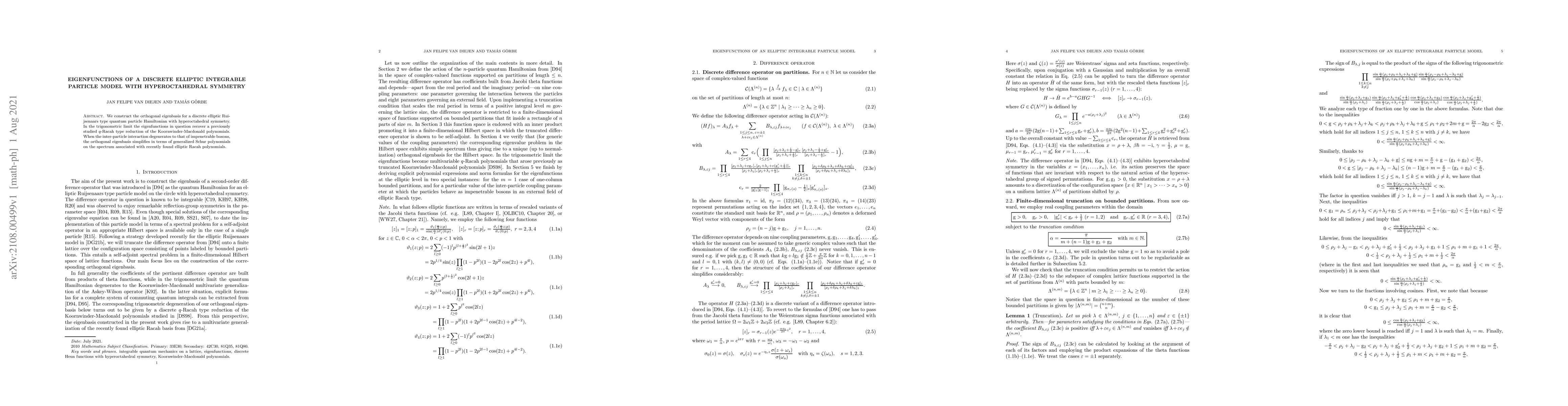 Thumbnail for Eigenfunctions of a discrete elliptic integrable particle model with
  hyperoctahedral symmetry