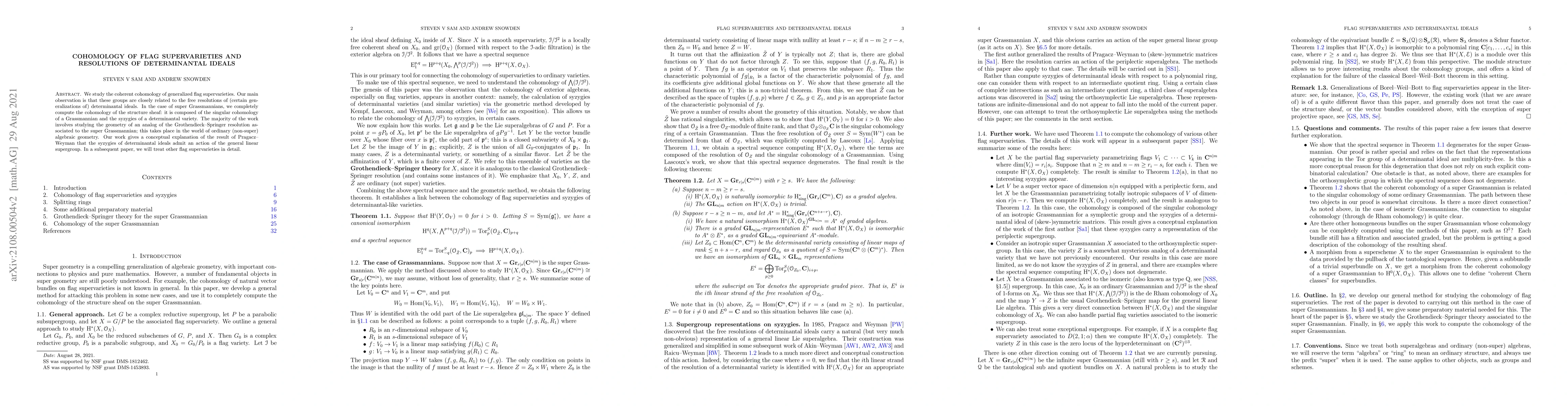 Thumbnail for Cohomology of flag supervarieties and resolutions of determinantal
  ideals