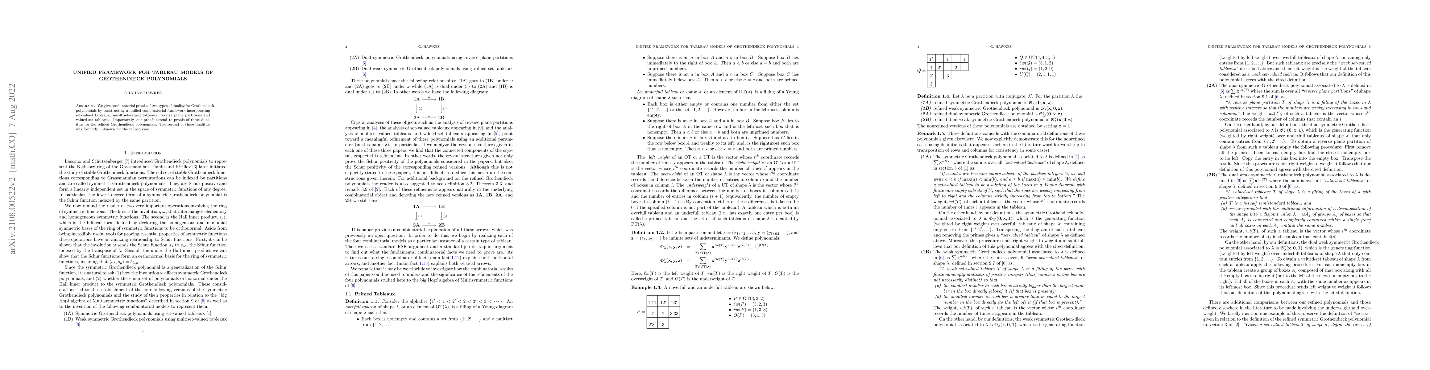 Thumbnail for Unified framework for tableau models of Grothendieck polynomials