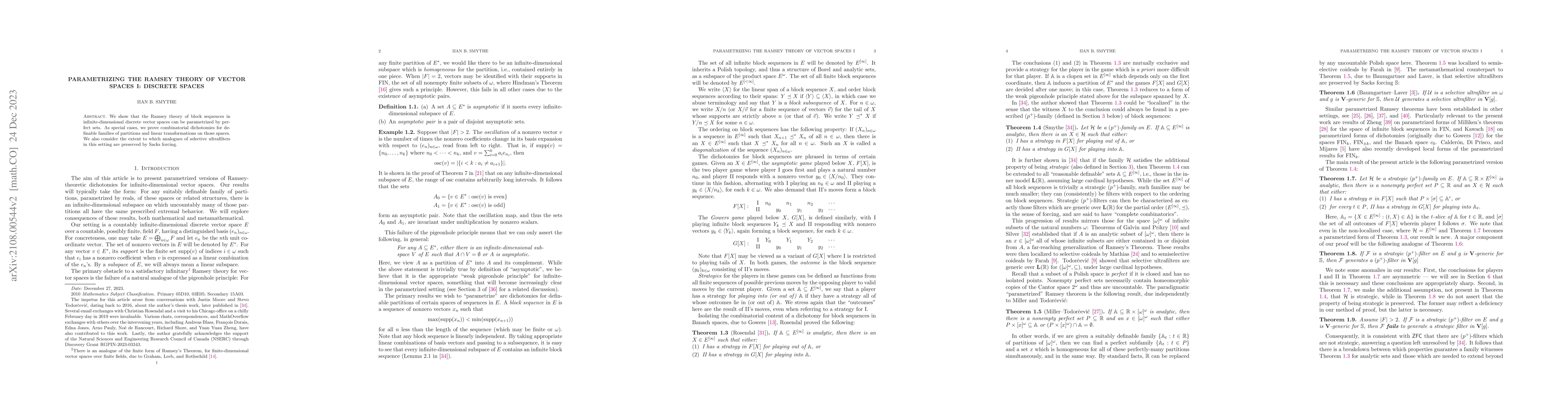 Thumbnail for Parametrizing the Ramsey theory of vector spaces I: Discrete spaces