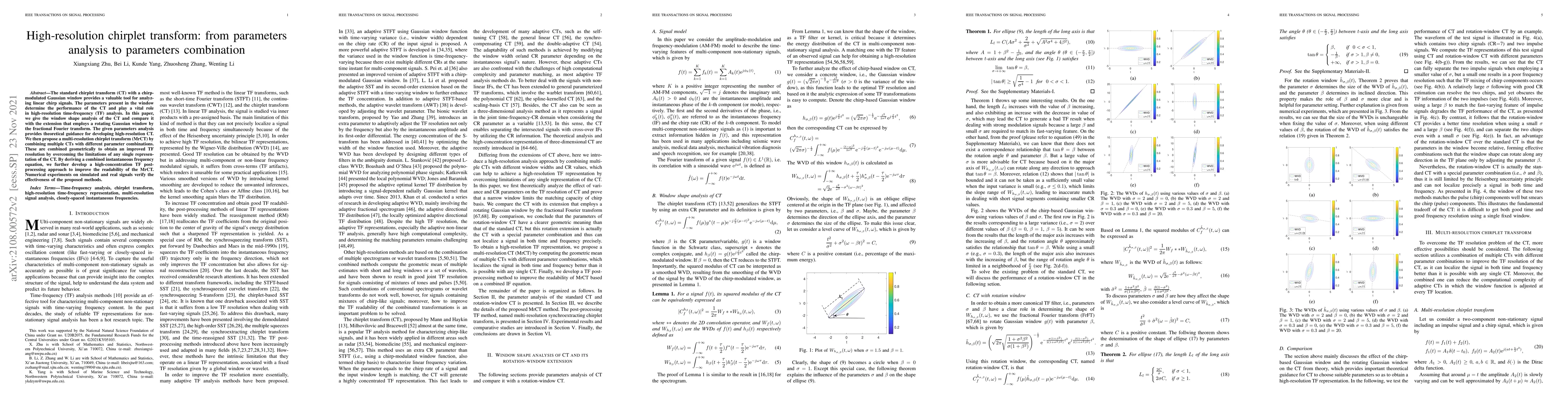 Thumbnail for High-resolution chirplet transform: from parameters analysis to
  parameters combination