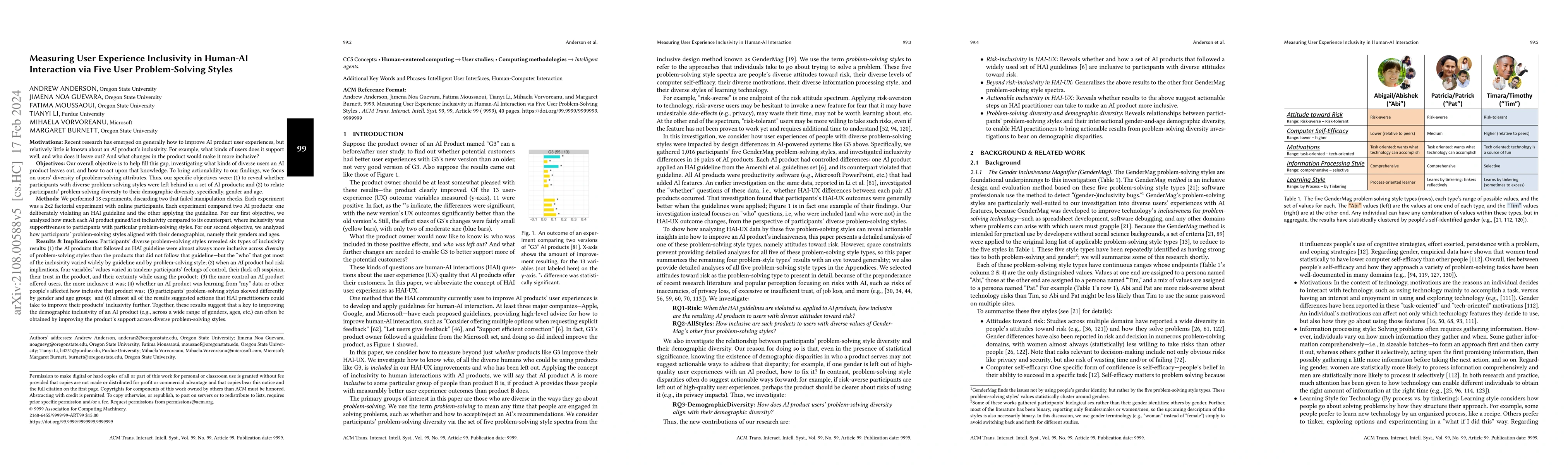 Thumbnail for Measuring User Experience Inclusivity in Human-AI Interaction via Five
  User Problem-Solving Styles