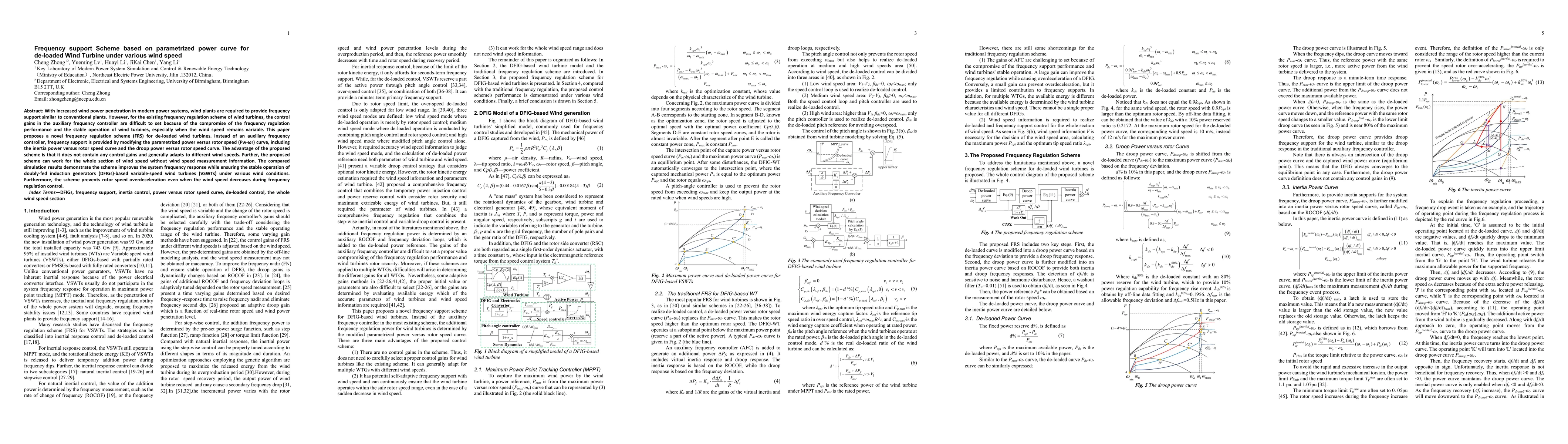 Thumbnail for Frequency support Scheme based on parametrized power curve for de-loaded
  Wind Turbine under various wind speed