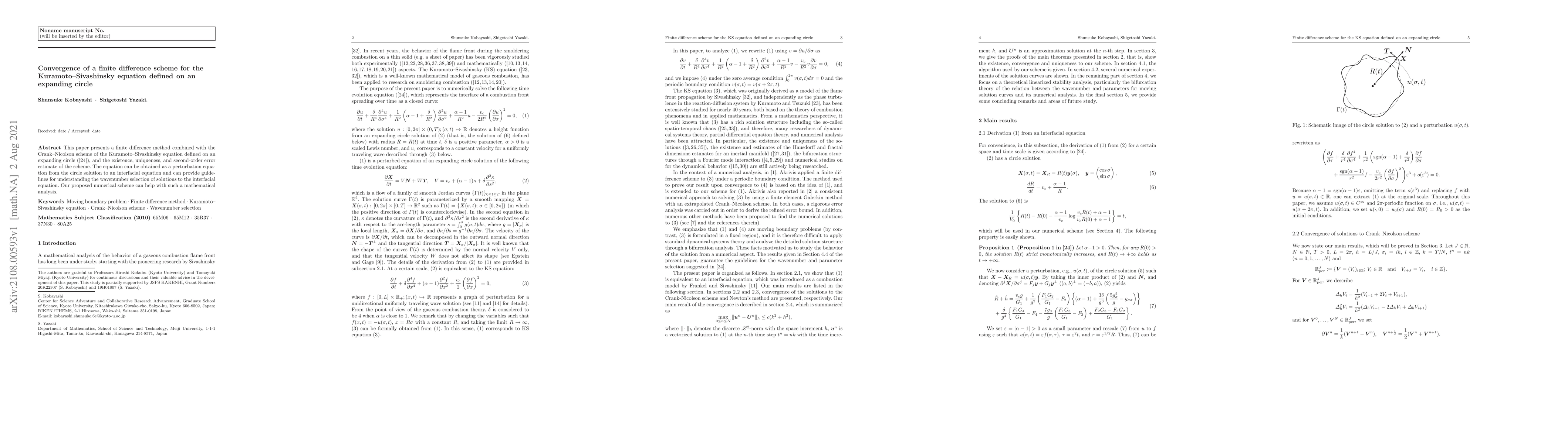 Thumbnail for Convergence of a finite difference scheme for the Kuramoto--Sivashinsky
  equation defined on an expanding circle