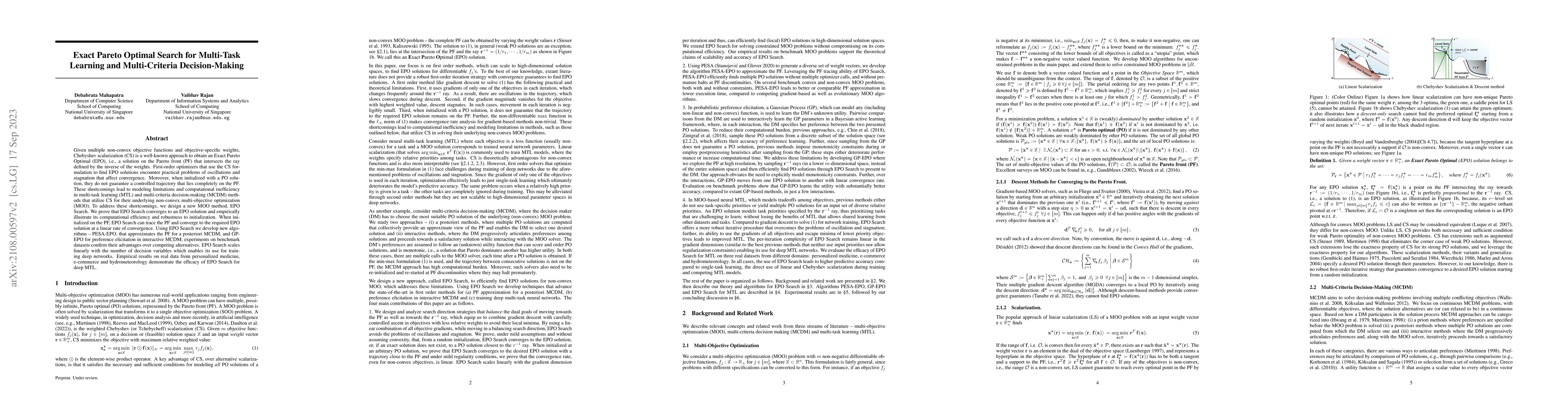 Thumbnail for Exact Pareto Optimal Search for Multi-Task Learning and Multi-Criteria
  Decision-Making