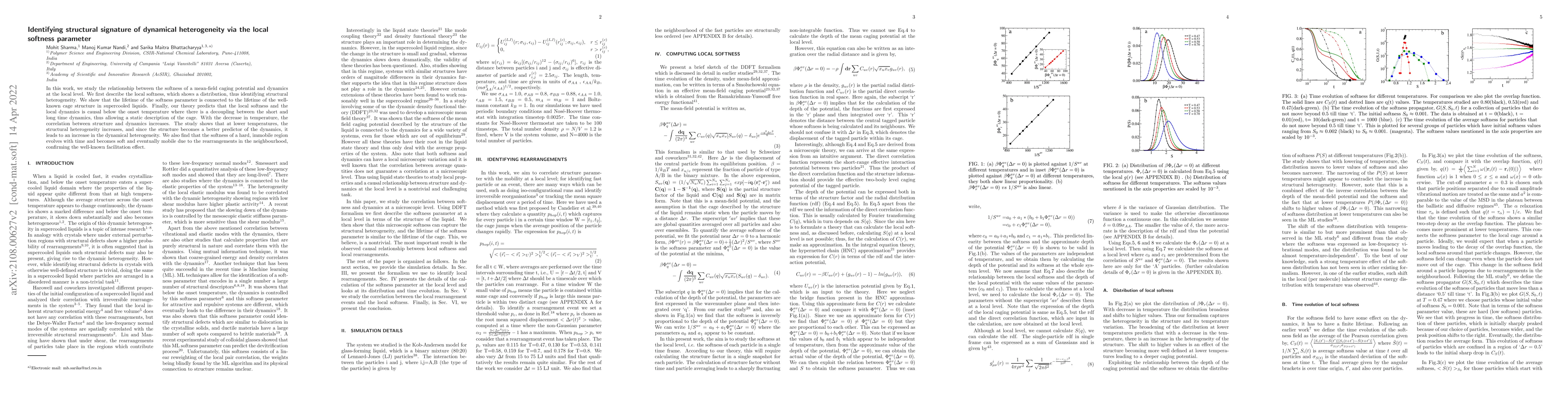 Thumbnail for Identifying structural signature of dynamical heterogeneity via the
  local softness parameter